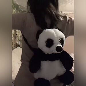 panda stuffed animal backpack adjustable straps